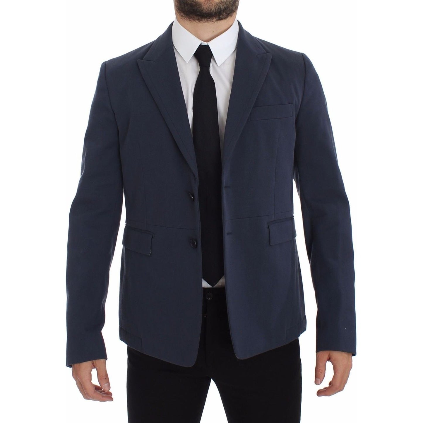 Dolce & Gabbana Elegant Blue Cotton Stretch Blazer Jacket Dolce & Gabbana Dark Slate Gray