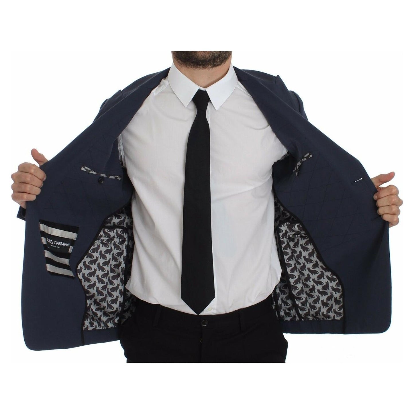 Dolce & Gabbana Elegant Blue Cotton Stretch Blazer Jacket Dolce & Gabbana Gray