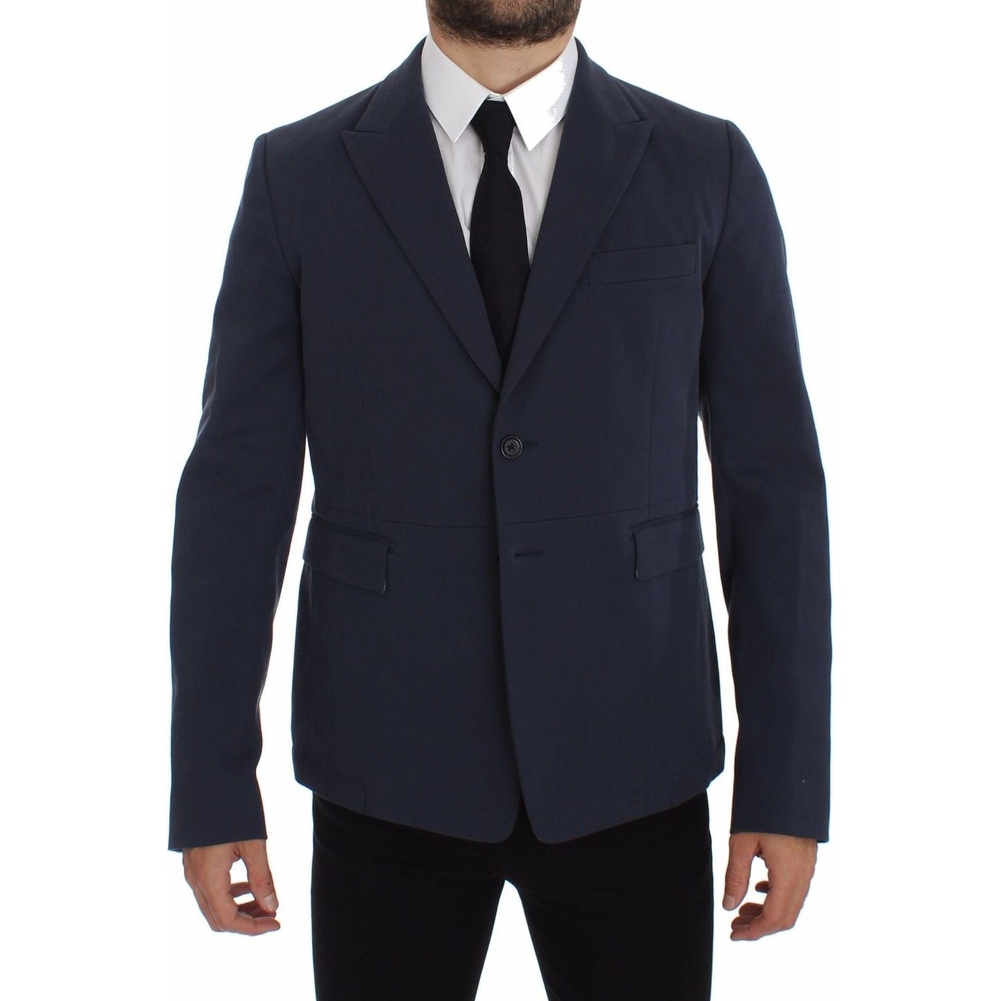 Dolce & Gabbana Elegant Blue Cotton Stretch Blazer Jacket Dolce & Gabbana Dark Slate Gray