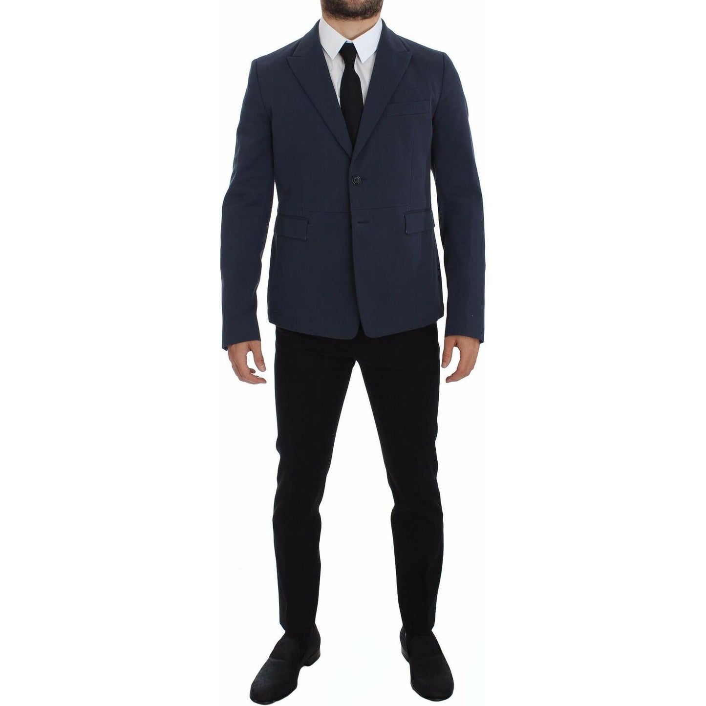 Dolce & Gabbana Elegant Blue Cotton Stretch Blazer Jacket Dolce & Gabbana Dark Slate Gray