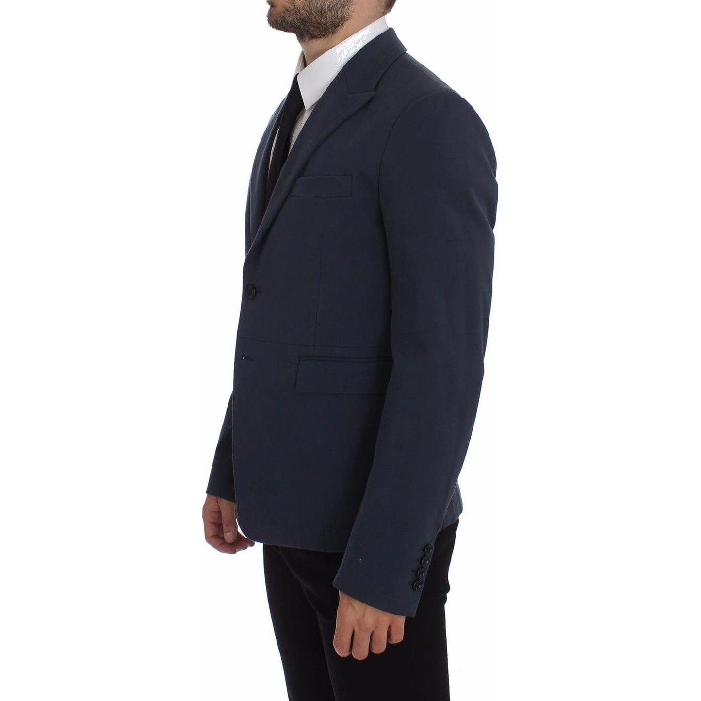 Dolce & Gabbana Elegant Blue Cotton Stretch Blazer Jacket Dolce & Gabbana Dark Slate Gray