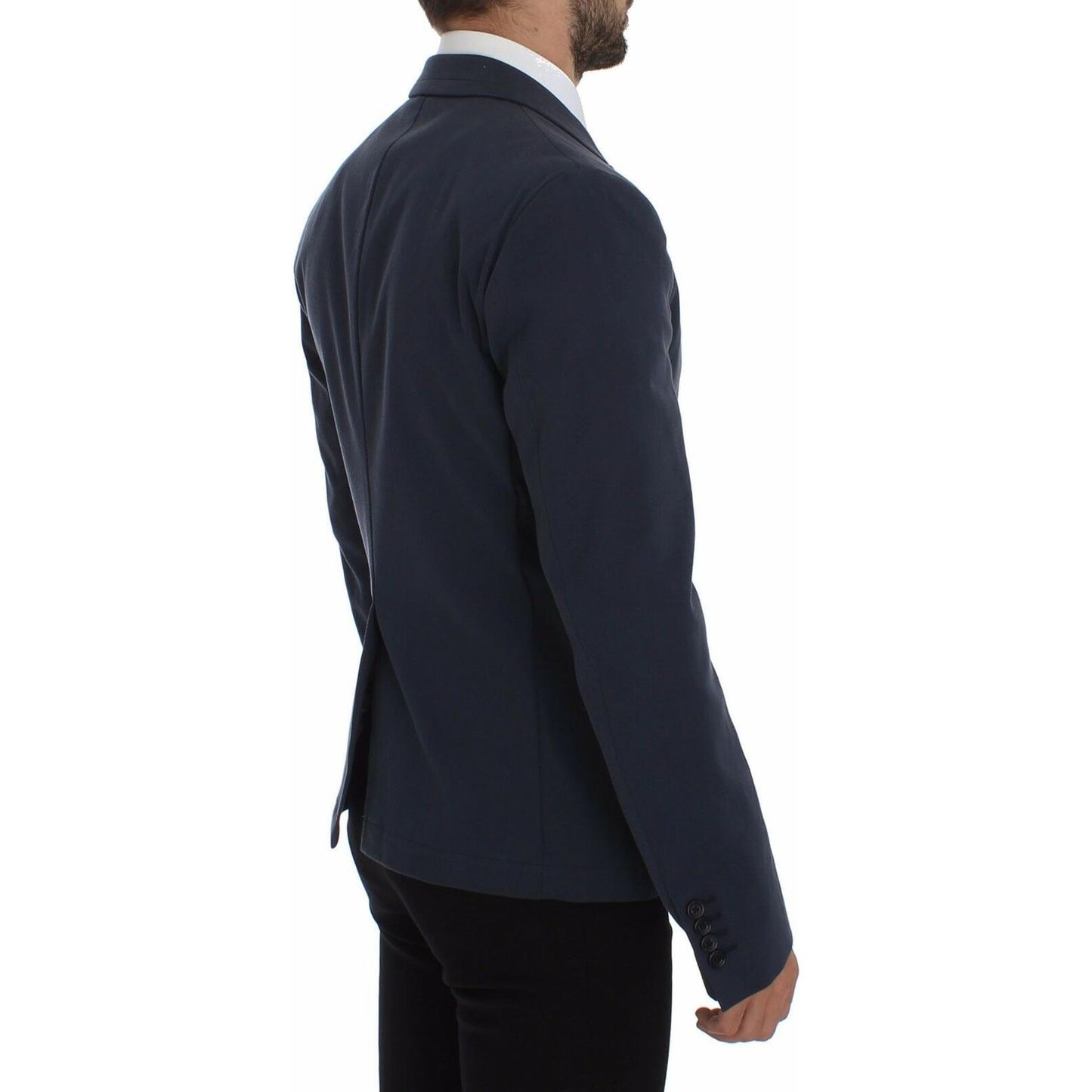 Dolce & Gabbana Elegant Blue Cotton Stretch Blazer Jacket Dolce & Gabbana Dark Slate Gray