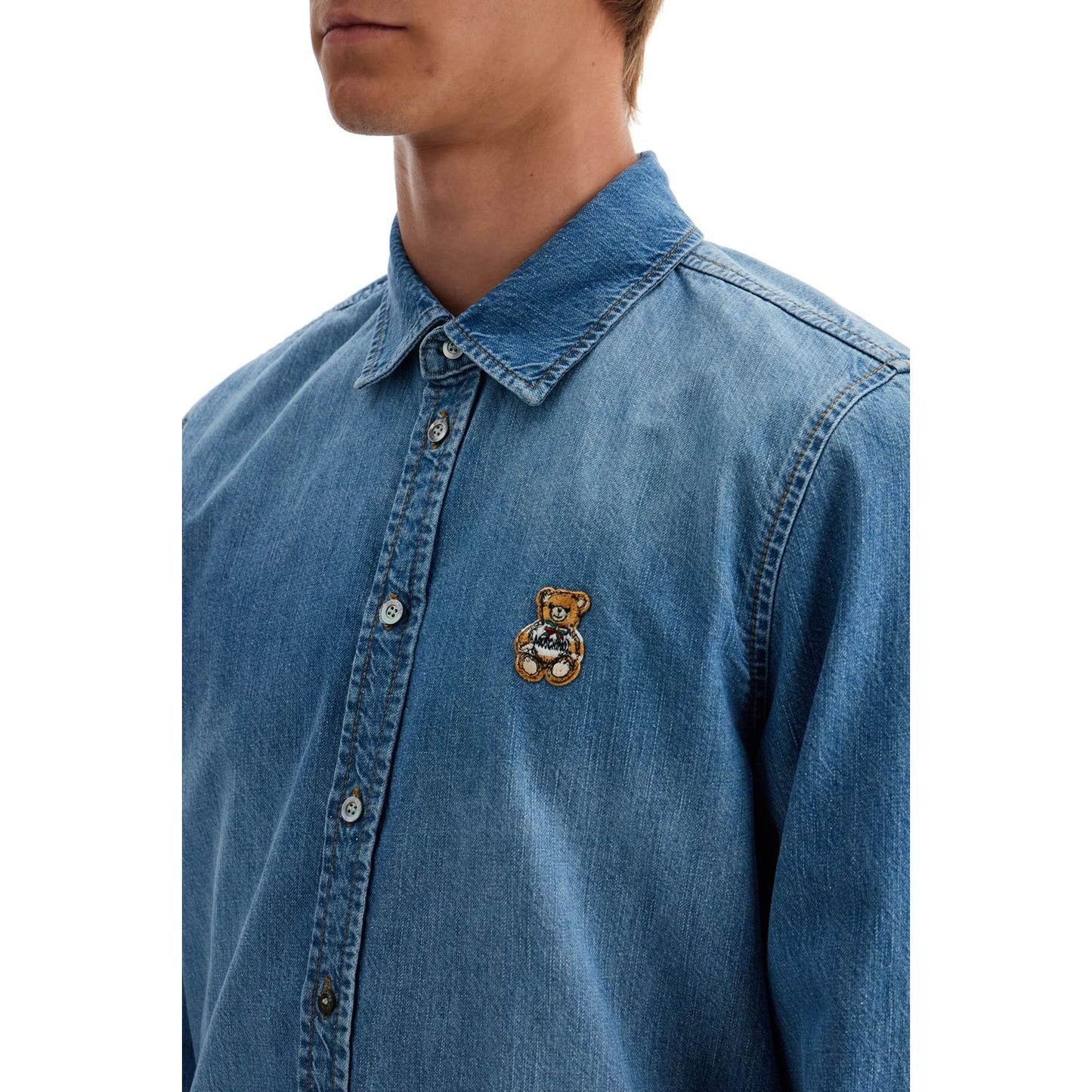 Moschino denim shirt with patch details Shirts Moschino Dark Slate Gray