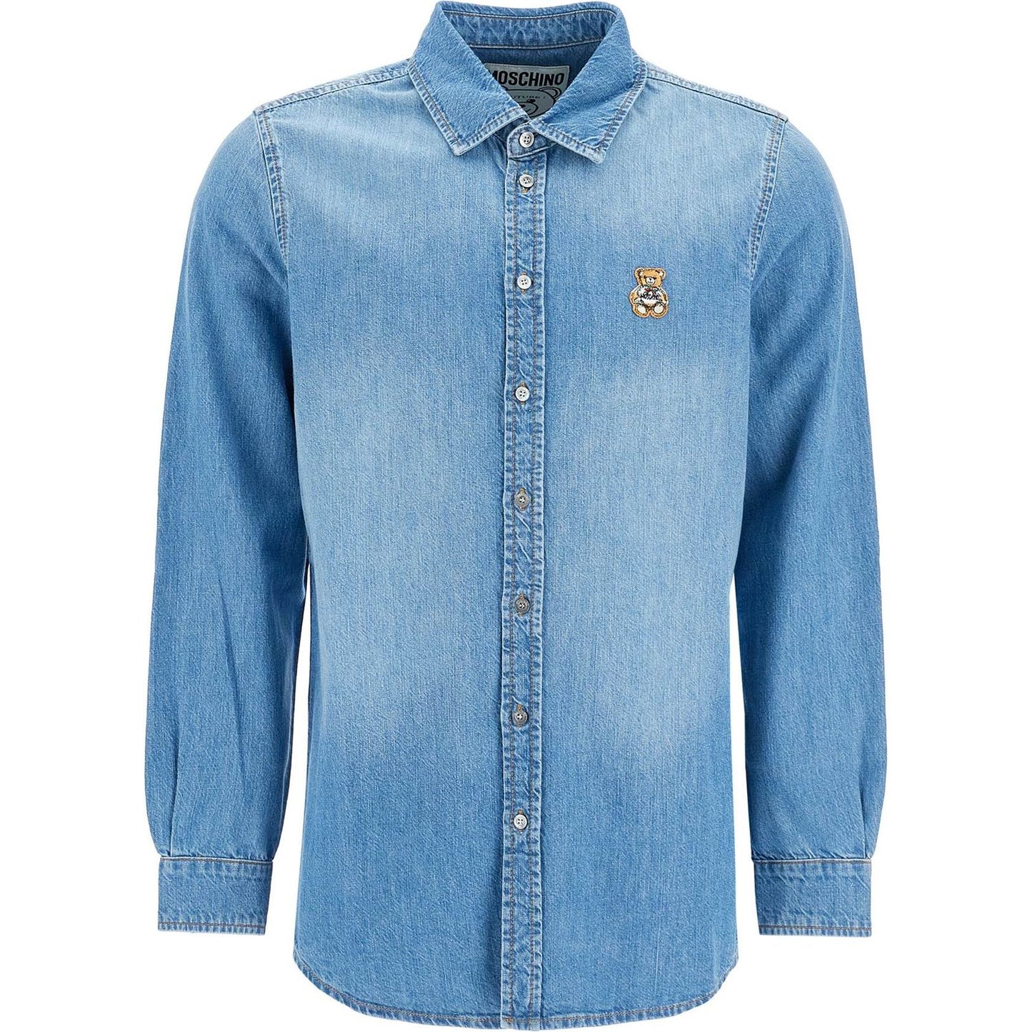 Moschino denim shirt with patch details Shirts Moschino Cadet Blue