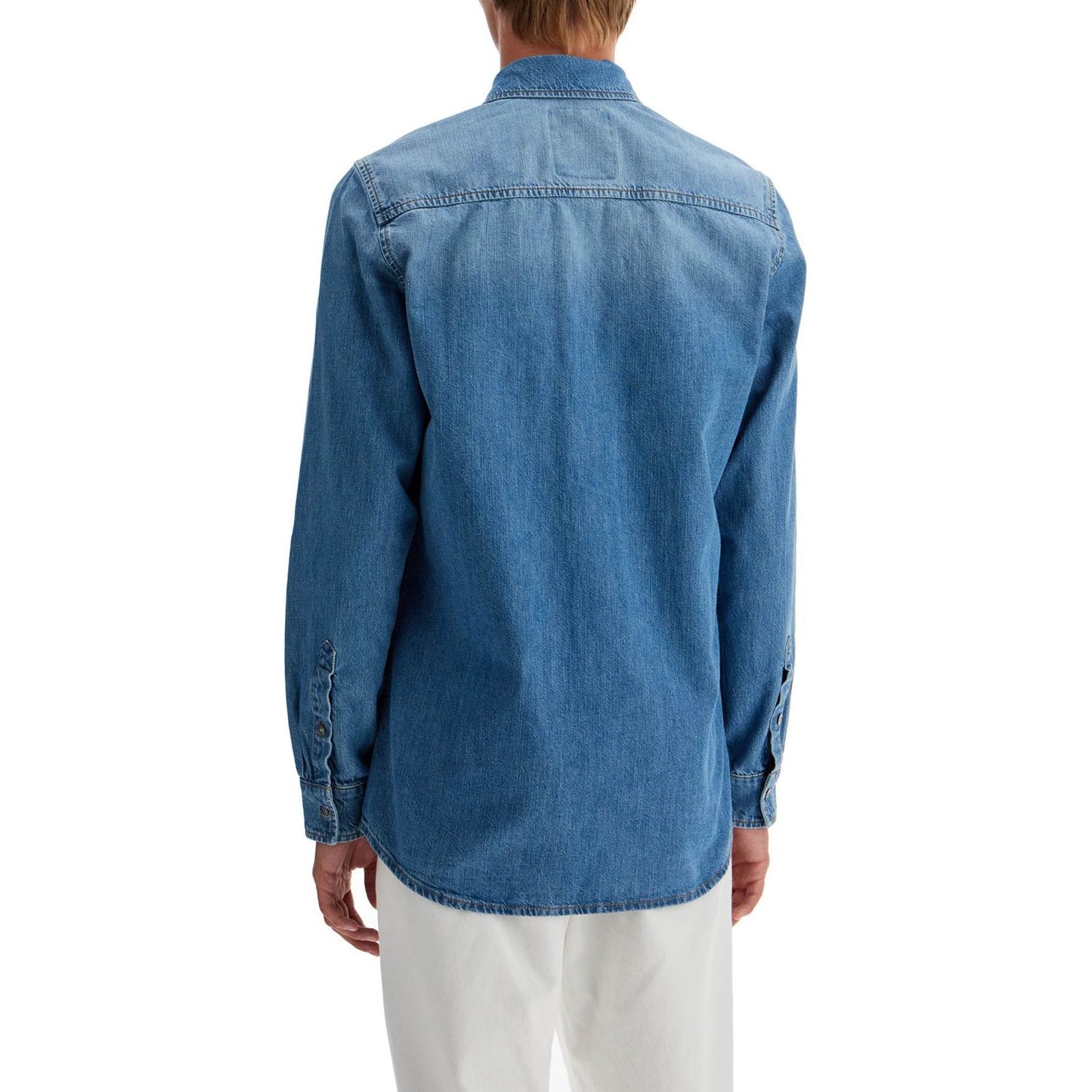 Moschino denim shirt with patch details Shirts Moschino Dark Slate Blue