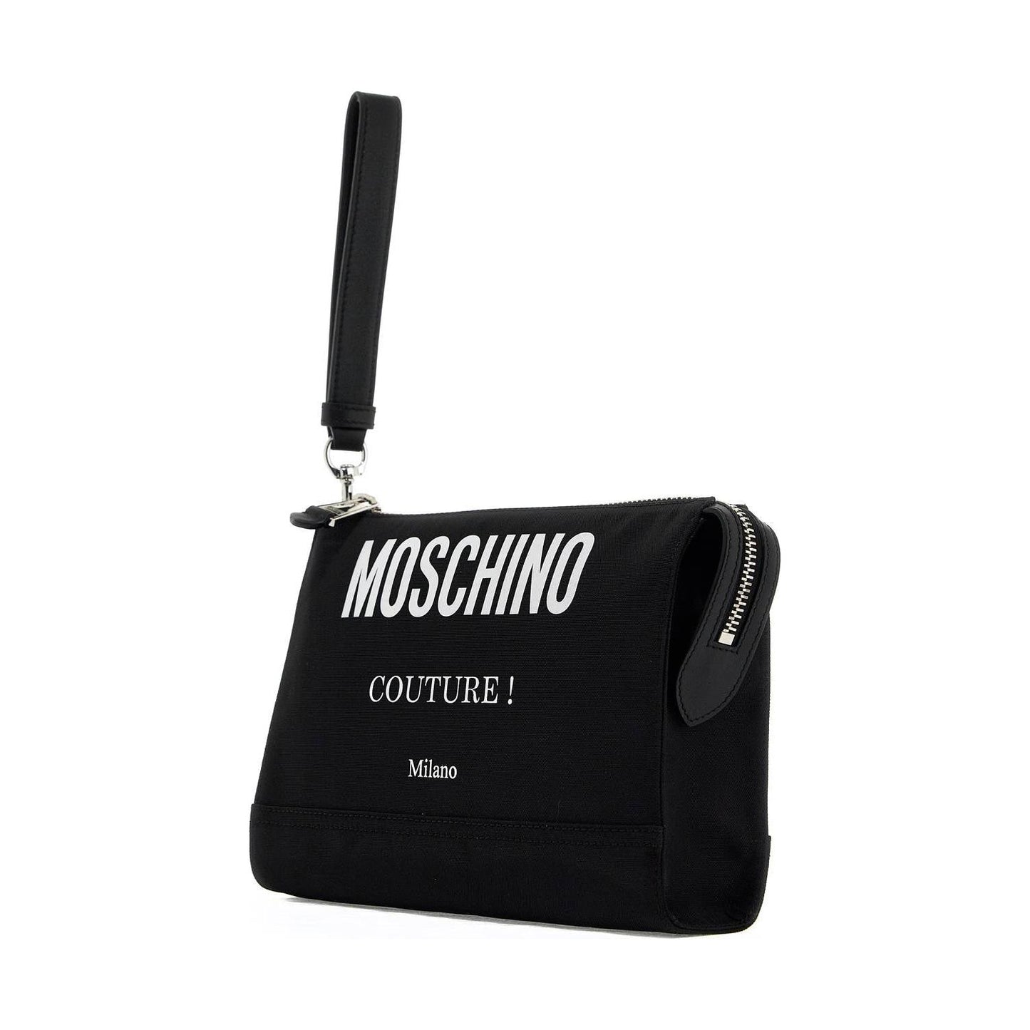 Moschino nylon logo pouch with zip Business & travel bags Moschino Black