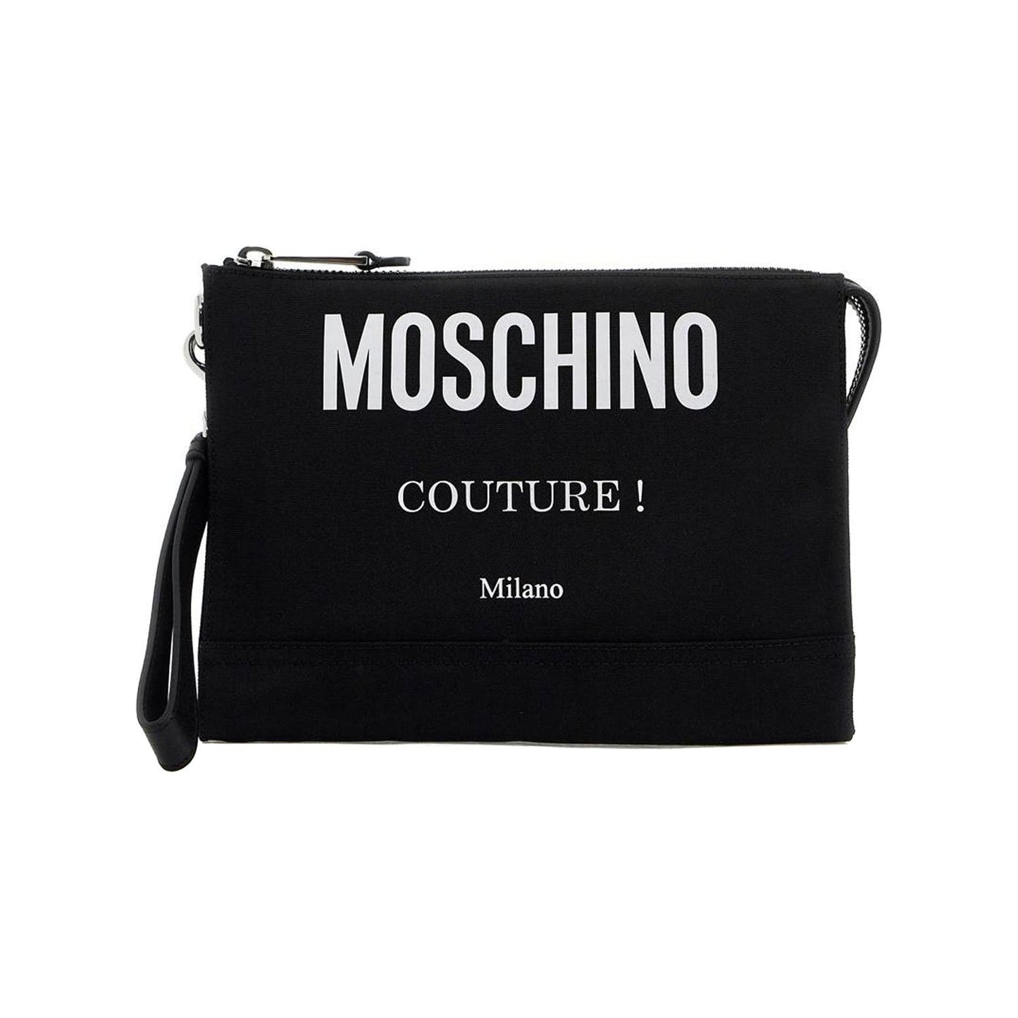 Moschino nylon logo pouch with zip Business & travel bags Moschino Black