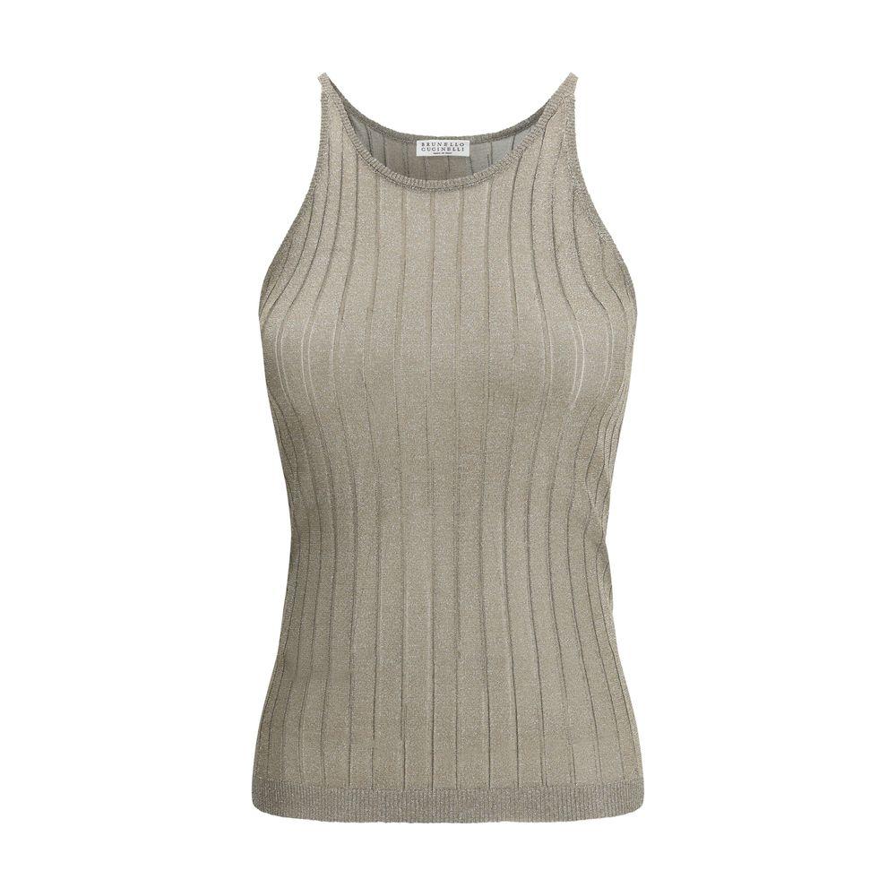 Brunello Cucinelli Brunello Cucinelli Lurex Tank Top BR-MMF849910C2983-XL 1728,72470364320,Brunello Cucinelli,Clothing,Gold,L,New with tags,S,Tops & T-Shirts - Women - Clothing,Women,Women - Clothing,XL