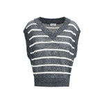Brunello Cucinelli Brunello Cucinelli Striped Vest BR-MCO558902CAS74-XXL 1728,72470364320,Blue,Brunello Cucinelli,Clothing,New with tags,Sweaters - Women - Clothing,Women,Women - Clothing,XXL