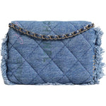 Chanel Denim Mood Flap Micro Logo Printed Fringed Shoulder Bag Chanel Slate Gray