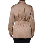 Dolce & Gabbana Beige Cotton Long Sleeve Collared Coat Jacket Dolce & Gabbana Rosy Brown