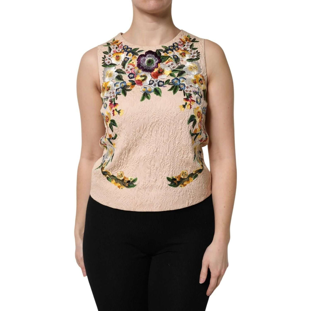 Dolce & Gabbana Dolce & Gabbana Beige Floral Embroidery Sleeveless Tank Top TSH90439-38 1728,67345645728,Beige,Dolce & Gabbana,IT38 | XS,IT44 | L,IT46|XL,Material: 91% Cotton 9% Nylon,New with tags,Tops & T-Shirts - Women - Clothing,Women