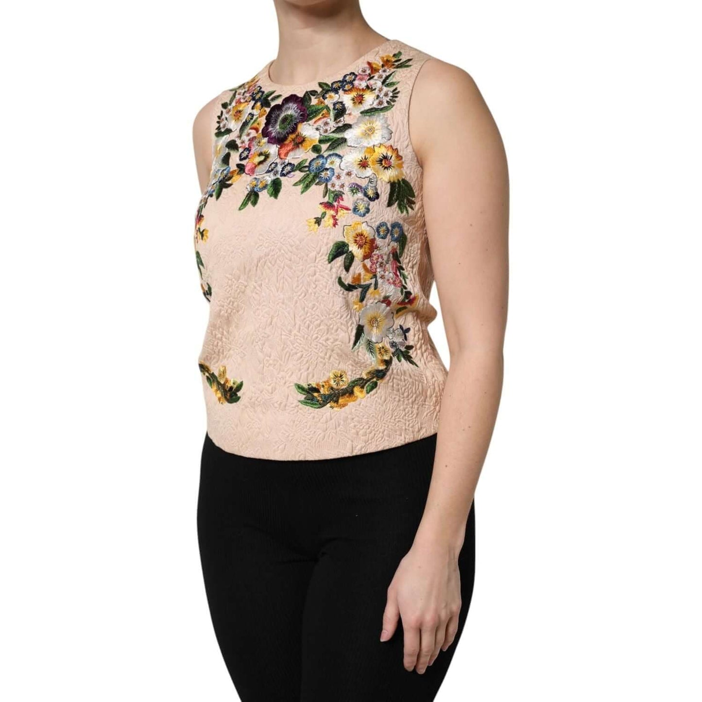Dolce & Gabbana Dolce & Gabbana Beige Floral Embroidery Sleeveless Tank Top TSH90439-38 1728,67345645728,Beige,Dolce & Gabbana,IT38 | XS,IT44 | L,IT46|XL,Material: 91% Cotton 9% Nylon,New with tags,Tops & T-Shirts - Women - Clothing,Women