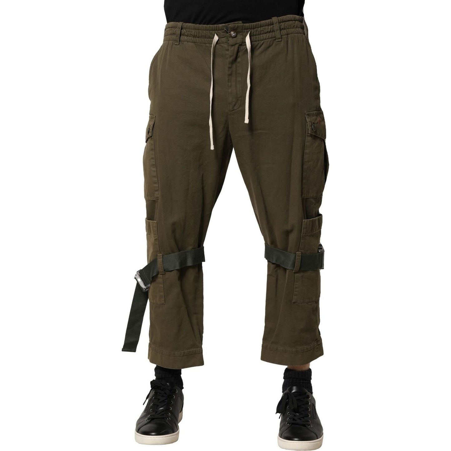Dolce & Gabbana Dolce & Gabbana Brown Cotton Cargo Drawstring Pants PAN76454-48 1728,67345645728,Brown,Dolce & Gabbana,IT48 | M,Jeans & Pants - Men - Clothing,Material: 99% Cotton 1% Elastane,Men,New with tags