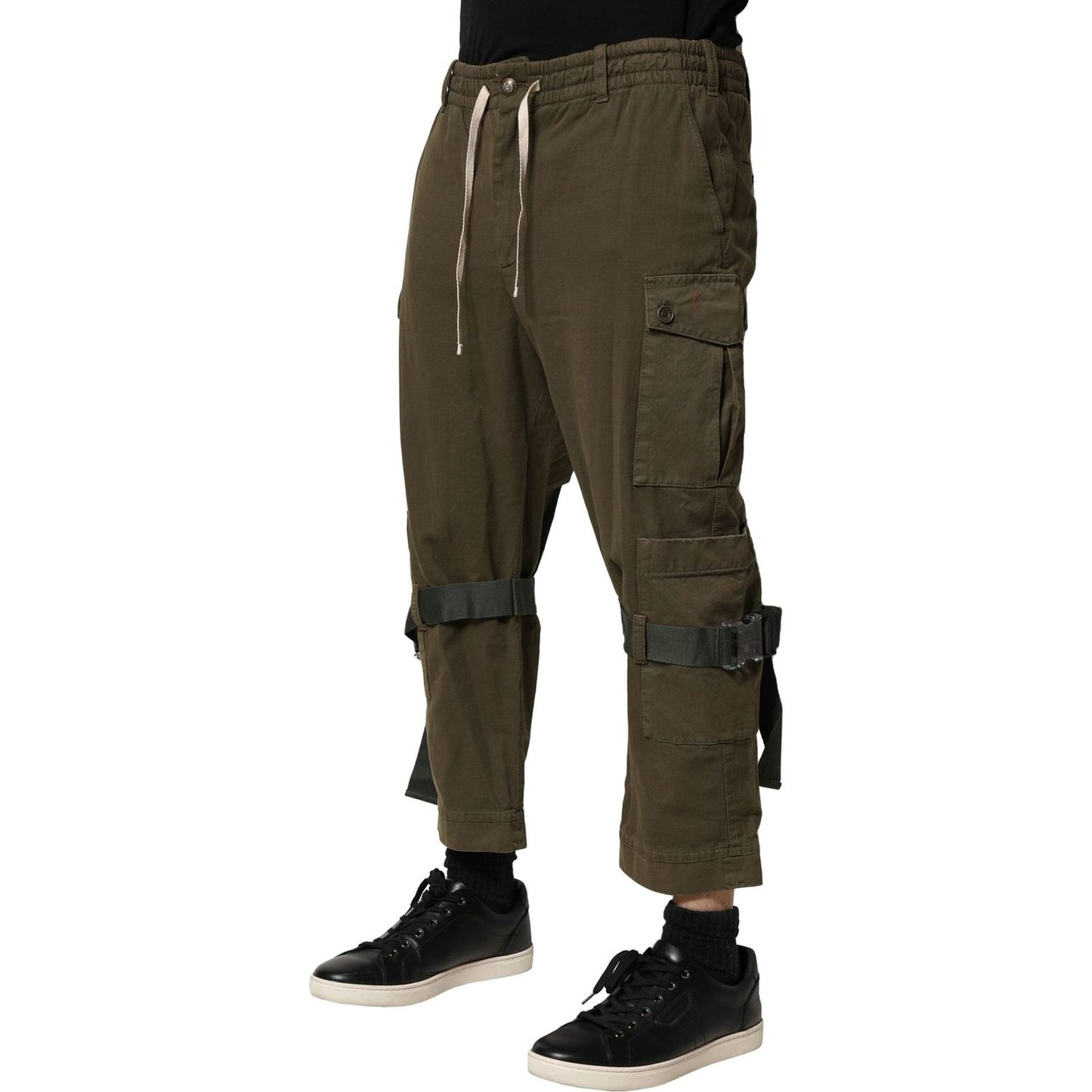 Dolce & Gabbana Dolce & Gabbana Brown Cotton Cargo Drawstring Pants PAN76454-48 1728,67345645728,Brown,Dolce & Gabbana,IT48 | M,Jeans & Pants - Men - Clothing,Material: 99% Cotton 1% Elastane,Men,New with tags