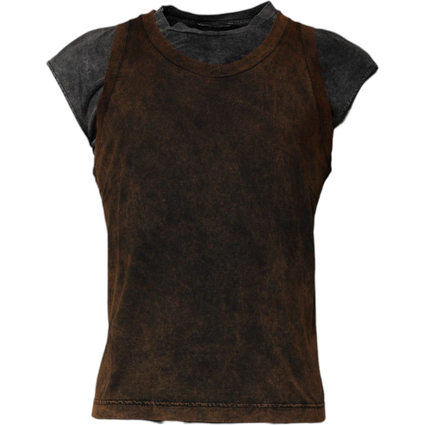 Dolce & Gabbana Dolce & Gabbana Brown Cotton Round Neck Sleeveless T-shirt TSH87482-52 1728,67345645728,Brown,Dolce & Gabbana,IT52 | XL,Material: 100% Cotton,Men,New with tags,T-Shirts - Men - Clothing