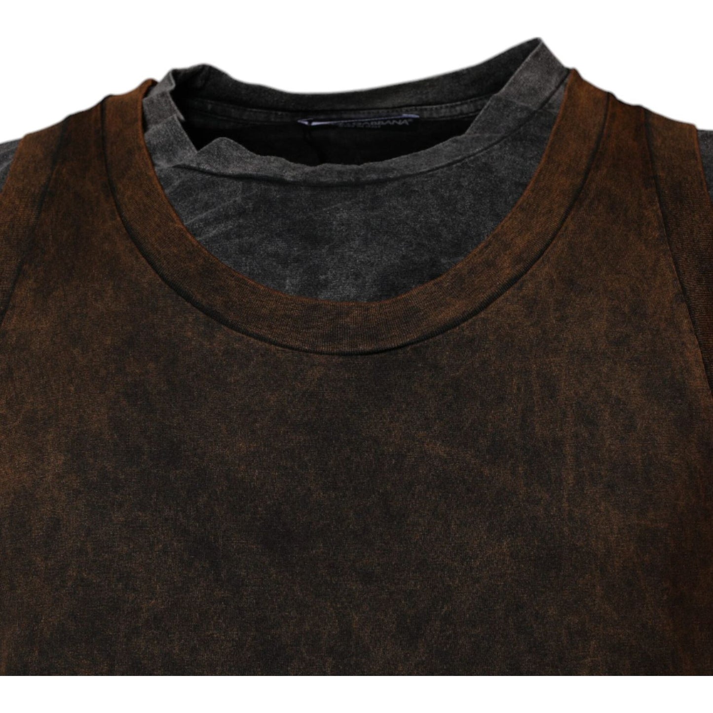 Dolce & Gabbana Dolce & Gabbana Brown Cotton Round Neck Sleeveless T-shirt TSH87482-52 1728,67345645728,Brown,Dolce & Gabbana,IT52 | XL,Material: 100% Cotton,Men,New with tags,T-Shirts - Men - Clothing