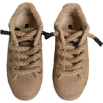 Dolce & Gabbana Dolce & Gabbana Brown Jute Fabric Low Top Men Sneakers Shoes MV6383-42 1728,67345645728,Brown,Dolce & Gabbana,EU42/US9,Material: 100% Jute,Men,Preowned / Defect,Sneakers - Men - Shoes