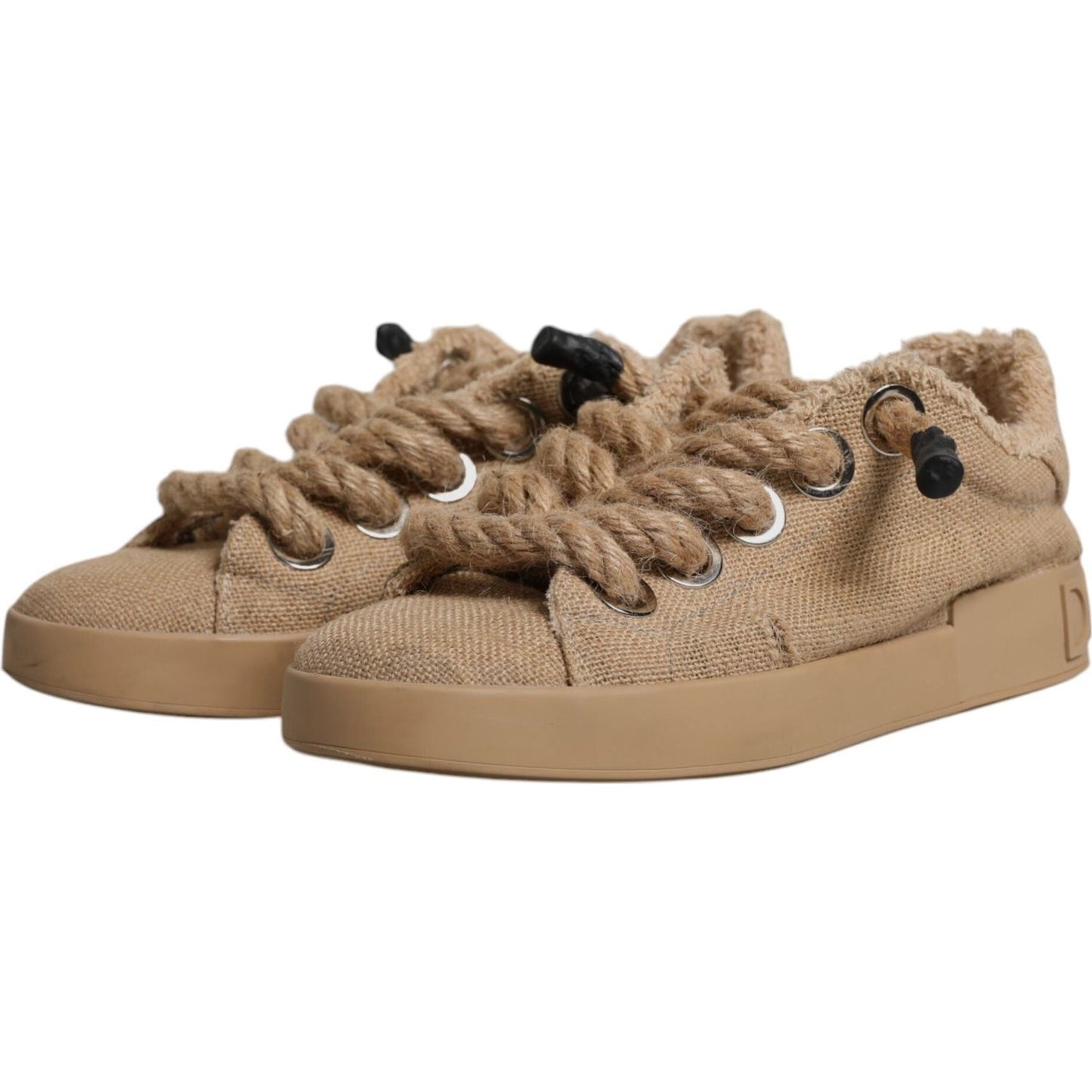 Dolce & Gabbana Dolce & Gabbana Brown Jute Fabric Low Top Men Sneakers Shoes MV6383-42 1728,67345645728,Brown,Dolce & Gabbana,EU42/US9,Material: 100% Jute,Men,Preowned / Defect,Sneakers - Men - Shoes