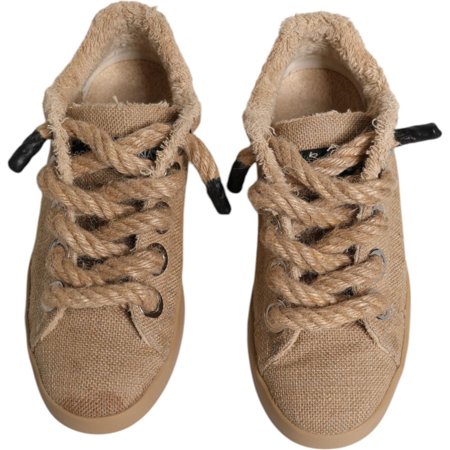Dolce & Gabbana Dolce & Gabbana Brown Jute Fabric Low Top Men Sneakers Shoes MV6384-41 1728,67345645728,Brown,Dolce & Gabbana,EU41/US8,Material: 100% Jute,Men,Preowned / Defect,Sneakers - Men - Shoes