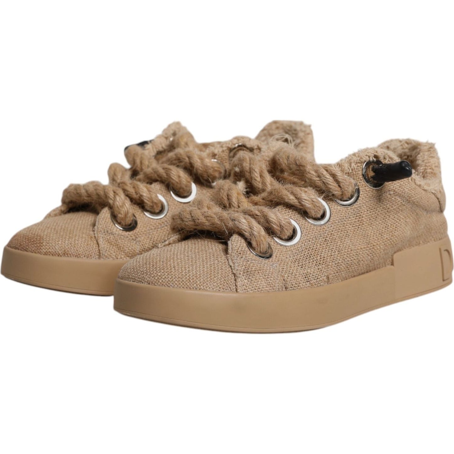 Dolce & Gabbana Dolce & Gabbana Brown Jute Fabric Low Top Men Sneakers Shoes MV6384-41 1728,67345645728,Brown,Dolce & Gabbana,EU41/US8,Material: 100% Jute,Men,Preowned / Defect,Sneakers - Men - Shoes