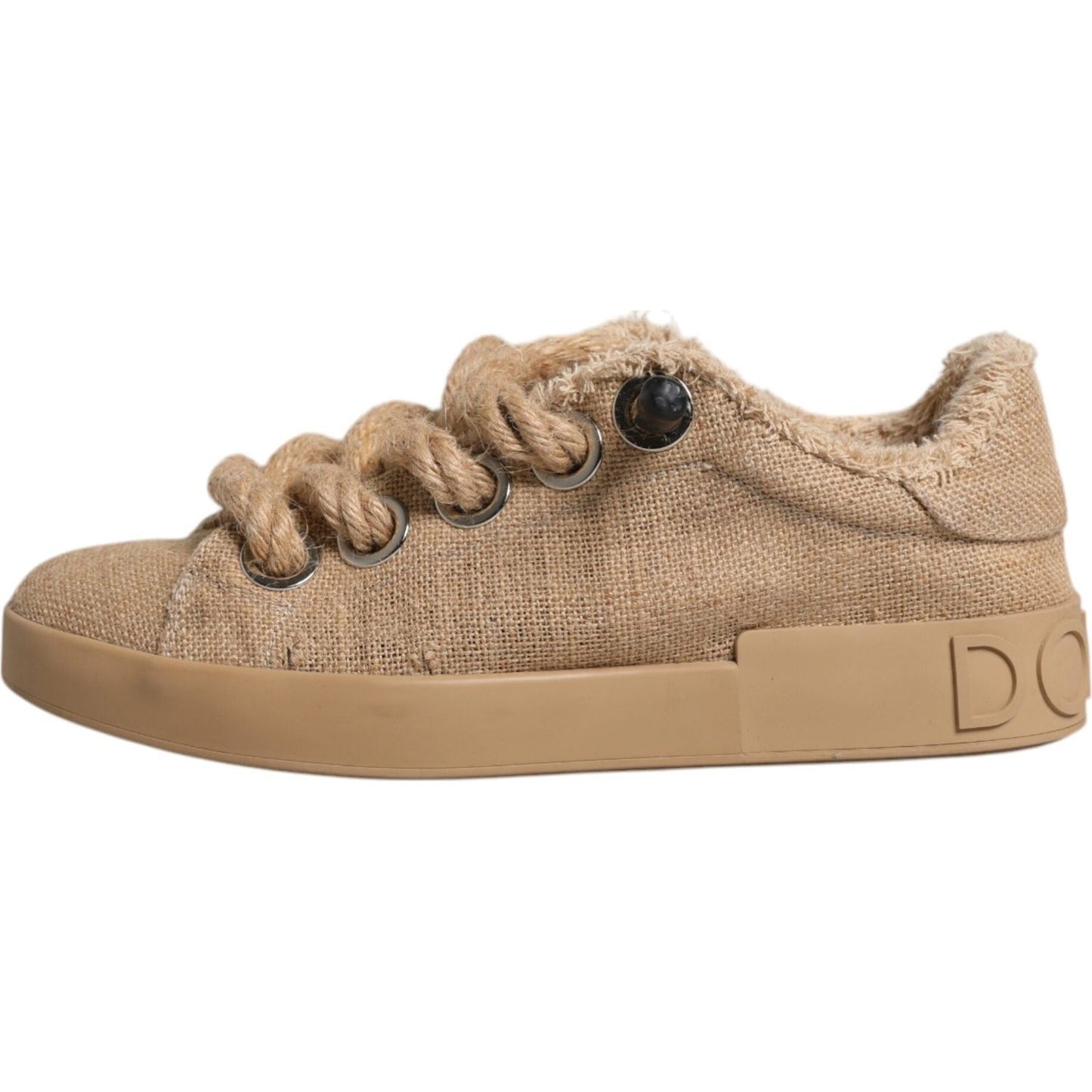 Dolce & Gabbana Dolce & Gabbana Brown Jute Fabric Low Top Men Sneakers Shoes MV6384-41 1728,67345645728,Brown,Dolce & Gabbana,EU41/US8,Material: 100% Jute,Men,Preowned / Defect,Sneakers - Men - Shoes