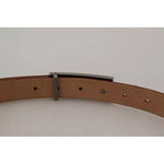 Dolce & Gabbana Brown Leather Gold Engraved Metal Buckle Belt Dolce & Gabbana Dark Gray