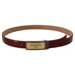 Dolce & Gabbana Brown Leather Gold Engraved Metal Buckle Belt Dolce & Gabbana Dark Olive Green
