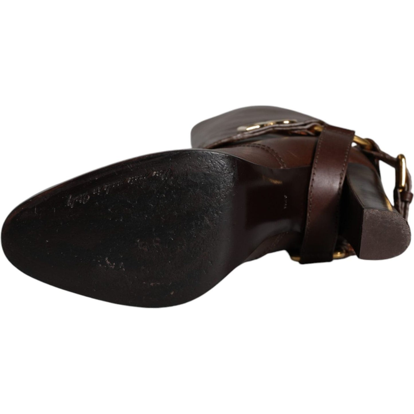 Dolce & Gabbana Dolce & Gabbana Brown Leather Gold Tone Logo High Boots Shoes LA11538-37.5 1728,67345645728,Boots - Women - Shoes,Brown,Dolce & Gabbana,EU37.5/US7,Material: 100% Calf Leather,Preowned / Defect,Women