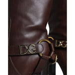 Dolce & Gabbana Dolce & Gabbana Brown Leather Gold Tone Logo High Boots Shoes LA11538-37.5 1728,67345645728,Boots - Women - Shoes,Brown,Dolce & Gabbana,EU37.5/US7,Material: 100% Calf Leather,Preowned / Defect,Women