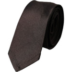 Dolce & Gabbana Brown Solid 100% Silk Adjustable Tie Dolce & Gabbana Dark Slate Gray