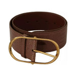 Dolce & Gabbana Brown Wide Waist Leather Gold Oval Metal Buckle Belt Dolce & Gabbana Dark Slate Gray