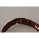 Dolce & Gabbana Brown Wide Waist Leather Gold Oval Metal Buckle Belt Dolce & Gabbana Rosy Brown