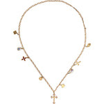 Dolce & Gabbana Gold Tone Brass Chain Religious Cross Pendant Necklace Necklace Dolce & Gabbana Antique White