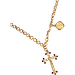 Dolce & Gabbana Gold Tone Brass Chain Religious Cross Pendant Necklace Necklace Dolce & Gabbana Tan