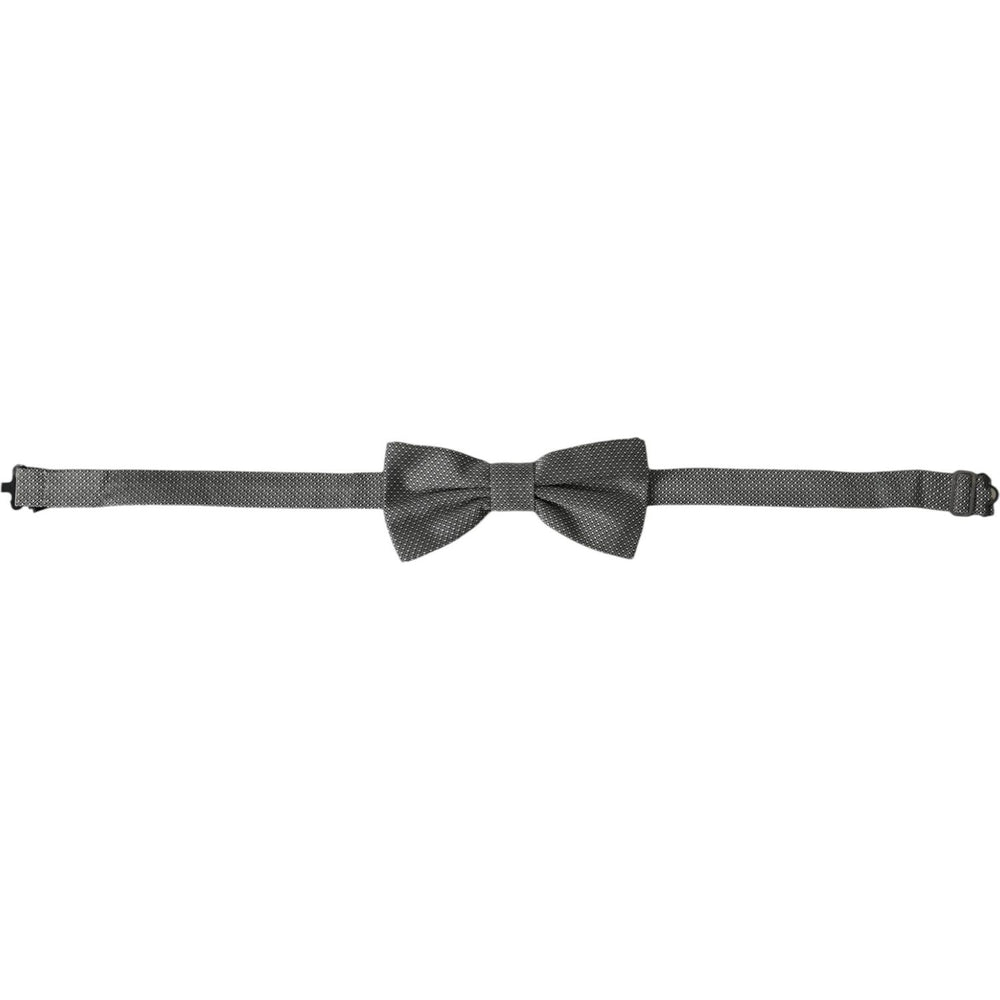 Dolce & Gabbana Gray Silk Patterned Adjustable Neck Men Bow Tie Dolce & Gabbana Dark Slate Gray