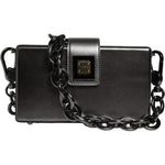 Dolce & Gabbana Metallic Gray DG BOX Leather Shoulder Chain Strap Bag Dolce & Gabbana Dark Slate Gray