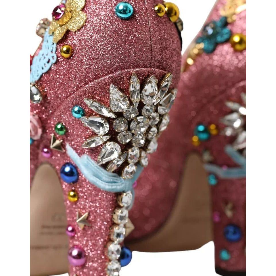 Dolce & Gabbana Dolce & Gabbana Pink Embellished Fur Mary Jane Pumps Shoes LA10945-39 1728,22% PS,30% Lamb,67345645728,Dolce & Gabbana,EU39/US8.5,Material: 48% CO,Pink,Preowned / Defect,Sandals - Women - Shoes,Women