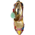 Dolce & Gabbana Dolce & Gabbana Pink Embellished Fur Mary Jane Pumps Shoes LA10945-39 1728,22% PS,30% Lamb,67345645728,Dolce & Gabbana,EU39/US8.5,Material: 48% CO,Pink,Preowned / Defect,Sandals - Women - Shoes,Women