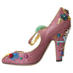 Dolce & Gabbana Dolce & Gabbana Pink Embellished Fur Mary Jane Pumps Shoes LA10945-39 1728,22% PS,30% Lamb,67345645728,Dolce & Gabbana,EU39/US8.5,Material: 48% CO,Pink,Preowned / Defect,Sandals - Women - Shoes,Women