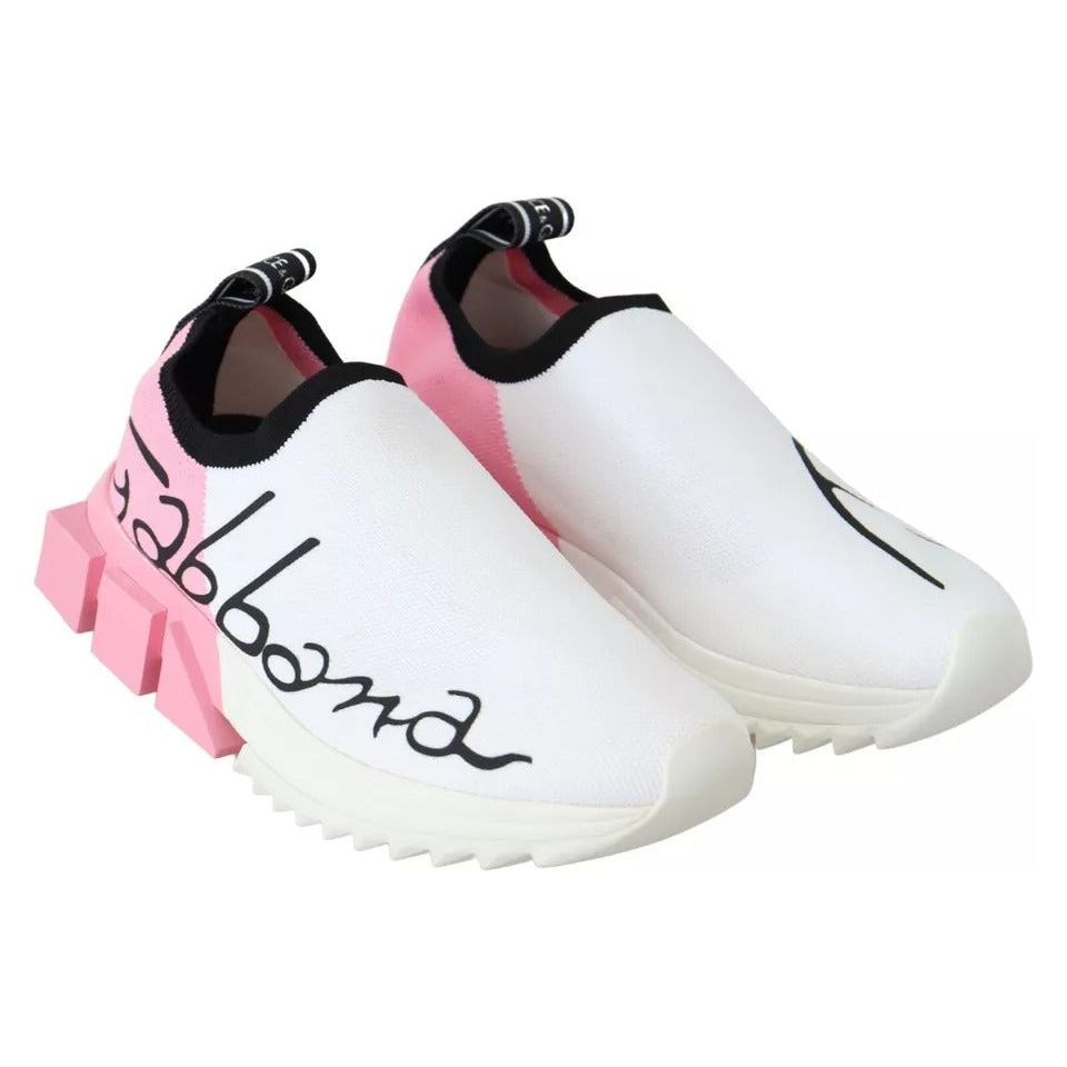 Dolce & Gabbana Pink White Logo Sorrento Sneakers Shoes
