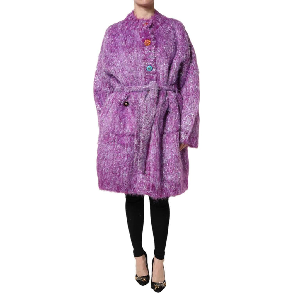 Dolce & Gabbana Dolce & Gabbana Purple Button Embellished Trench Coat Jacket JKT41448-36 1728,67345645728,Dolce & Gabbana,IT36|XXS,IT38 | XS,IT40|S,IT42|M,IT44 | L,Jackets & Coats - Women - Clothing,Material: 26% Wool 25% Mohair 25% Polyester Film Fiber 1
