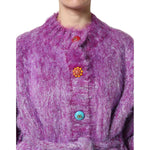 Dolce & Gabbana Dolce & Gabbana Purple Button Embellished Trench Coat Jacket JKT41448-36 1728,67345645728,Dolce & Gabbana,IT36|XXS,IT38 | XS,IT40|S,IT42|M,IT44 | L,Jackets & Coats - Women - Clothing,Material: 26% Wool 25% Mohair 25% Polyester Film Fiber 1