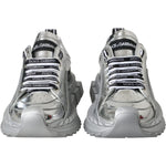 Dolce & Gabbana Dolce & Gabbana Silver Leather Super Queen Sneakers Shoes LA11077-36 1728,67345645728,Dolce & Gabbana,EU36/US5.5,Material: 57% Leather 43% Viscose,Preowned / Defect,Silver,Sneakers - Women - Shoes