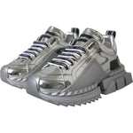 Dolce & Gabbana Dolce & Gabbana Silver Leather Super Queen Sneakers Shoes LA11077-36 1728,67345645728,Dolce & Gabbana,EU36/US5.5,Material: 57% Leather 43% Viscose,Preowned / Defect,Silver,Sneakers - Women - Shoes