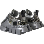 Dolce & Gabbana Dolce & Gabbana Silver Leather Super Queen Sneakers Shoes LA11077-36 1728,67345645728,Dolce & Gabbana,EU36/US5.5,Material: 57% Leather 43% Viscose,Preowned / Defect,Silver,Sneakers - Women - Shoes