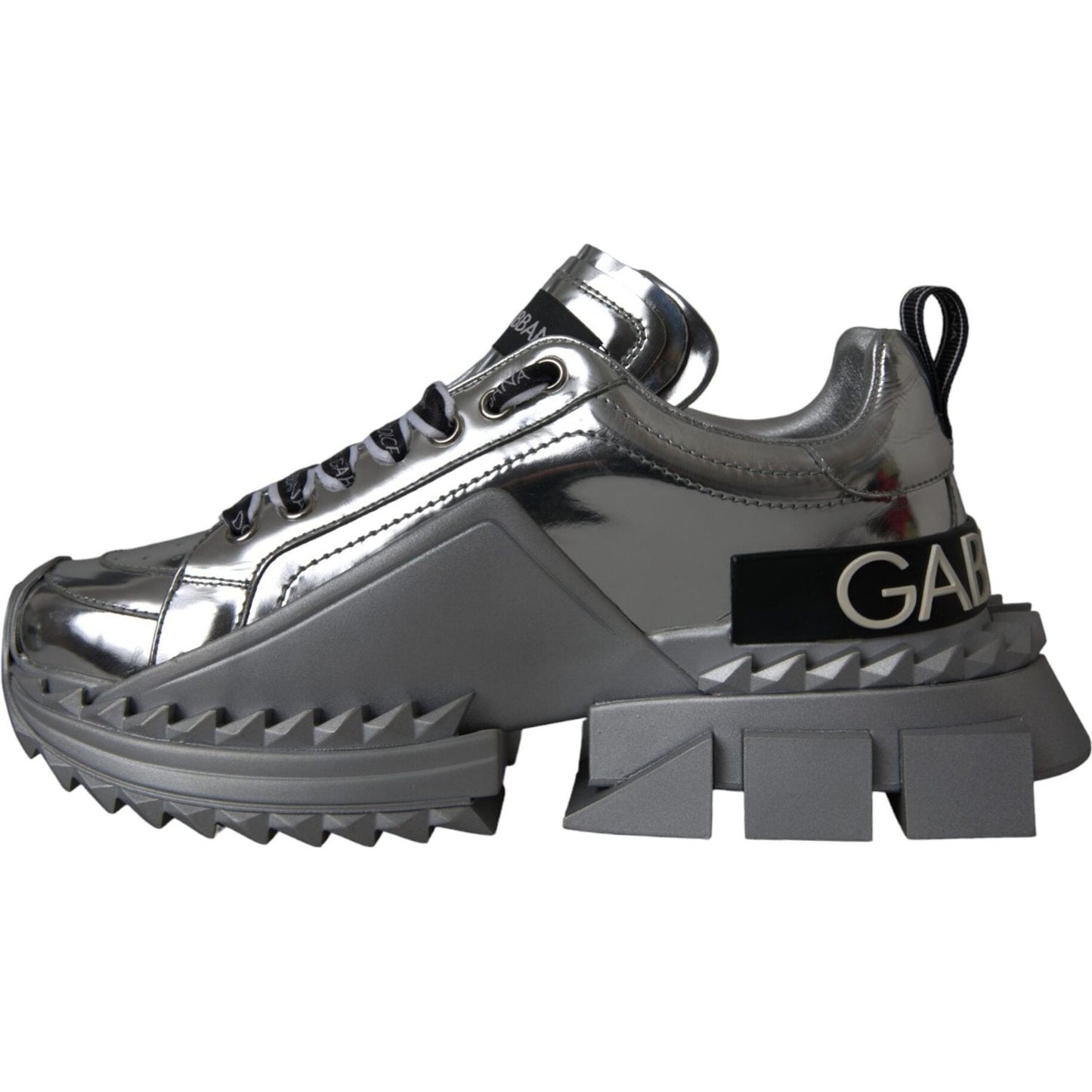 Dolce & Gabbana Dolce & Gabbana Silver Leather Super Queen Sneakers Shoes LA11077-36 1728,67345645728,Dolce & Gabbana,EU36/US5.5,Material: 57% Leather 43% Viscose,Preowned / Defect,Silver,Sneakers - Women - Shoes