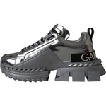 Dolce & Gabbana Dolce & Gabbana Silver Leather Super Queen Sneakers Shoes LA11077-36 1728,67345645728,Dolce & Gabbana,EU36/US5.5,Material: 57% Leather 43% Viscose,Preowned / Defect,Silver,Sneakers - Women - Shoes