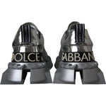 Dolce & Gabbana Dolce & Gabbana Silver Leather Super Queen Sneakers Shoes LA11077-36 1728,67345645728,Dolce & Gabbana,EU36/US5.5,Material: 57% Leather 43% Viscose,Preowned / Defect,Silver,Sneakers - Women - Shoes