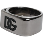 Dolce & Gabbana Dolce & Gabbana Silver Tone Brass Anello DG Logo Ring SMY10559-62 1728,67345645728,Dolce & Gabbana,EU62 | US10.5,Material: 100% Brass,Men,New with tags,Rings - Men - Jewelry,Silver